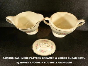 FABULOUS CREAMER & COVERED SUGAR BOWL of CASHMERE PATTERN by HOMER LAUGHLIN - Picture 1 of 7