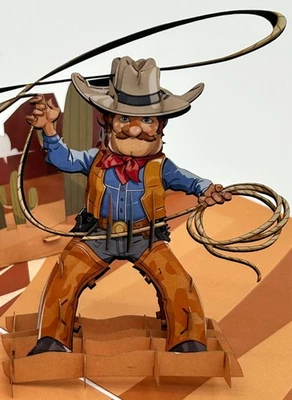 Tarjeta emergente de vaquero 3D Western Rancher Yellowstone caballo granja cuerda seis tiradores Foto 1 de 4