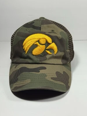 Iowa Hawkeyes Camo Hat Cap Woodland Green Brown Camouflage Mesh Snapback - Image 1 of 4