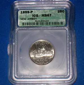 1999-P WASH.GEM UNC. NEW JERSEY QUARTER-ICG GRADE MS-67 - Picture 1 of 2