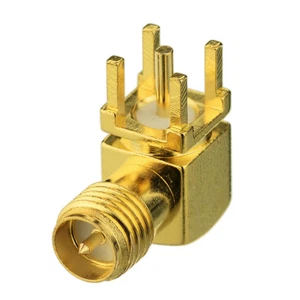 5xRP-SMA thru hole Jack(male pin) right angle RA PCB Mount solder post connector - Picture 1 of 4