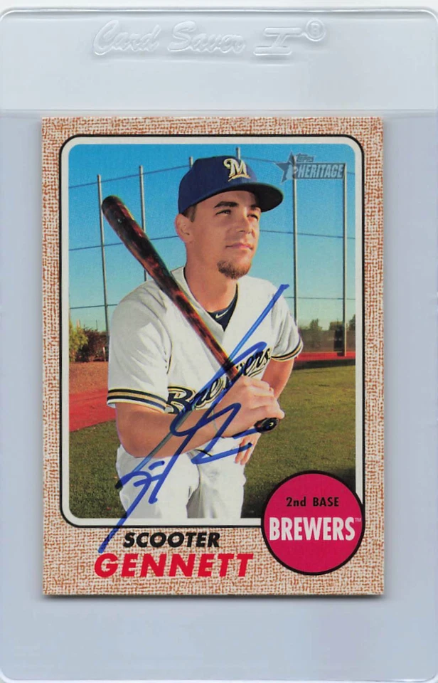 2017 Heritage #262 Scooter Gennett Milwaukee Brewers Signed Auto *F9588 - Image 1 of 1