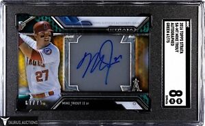 2016 Topps Strata Angels Mike Trout Autographed Baseball Card Green /75 SGC 8
