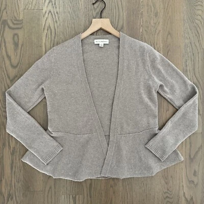 Cárdigan abierto blanco + Warren manga larga cachemir peplum marrón hongo pequeño Foto 1 de 4