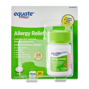 Equate Allergy Relief Cetirizine HCl Softgels, 25 Count - Picture 1 of 4
