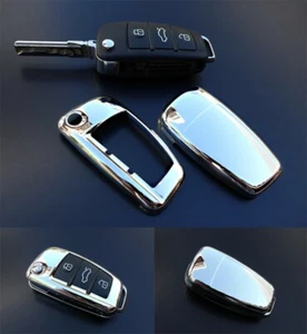 Für Audi CHROM Klapp Schlüssel Cover Key Cover Schlüssel Funk Fernbedienung - Picture 1 of 5