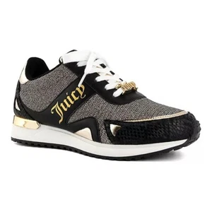 New Juicy Couture BELIA Black Gold Bling Sneaker Shoes Women's Size 9 - Picture 1 of 8