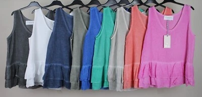 NEW LADIES SUMMER  LIGHTWEIGHT CASUAL SLEEVELESS LAYERED HEM DESIGN VEST TOP - Image 1 of 2