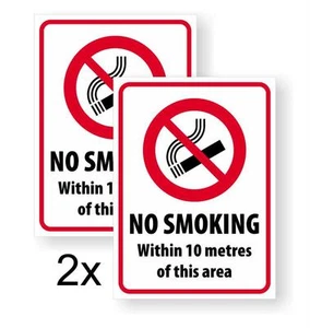 "NO SMOKING 10 METRES" DECAL/STICKER FOR WALLS, DOORS, WINDOWS - Picture 1 of 2