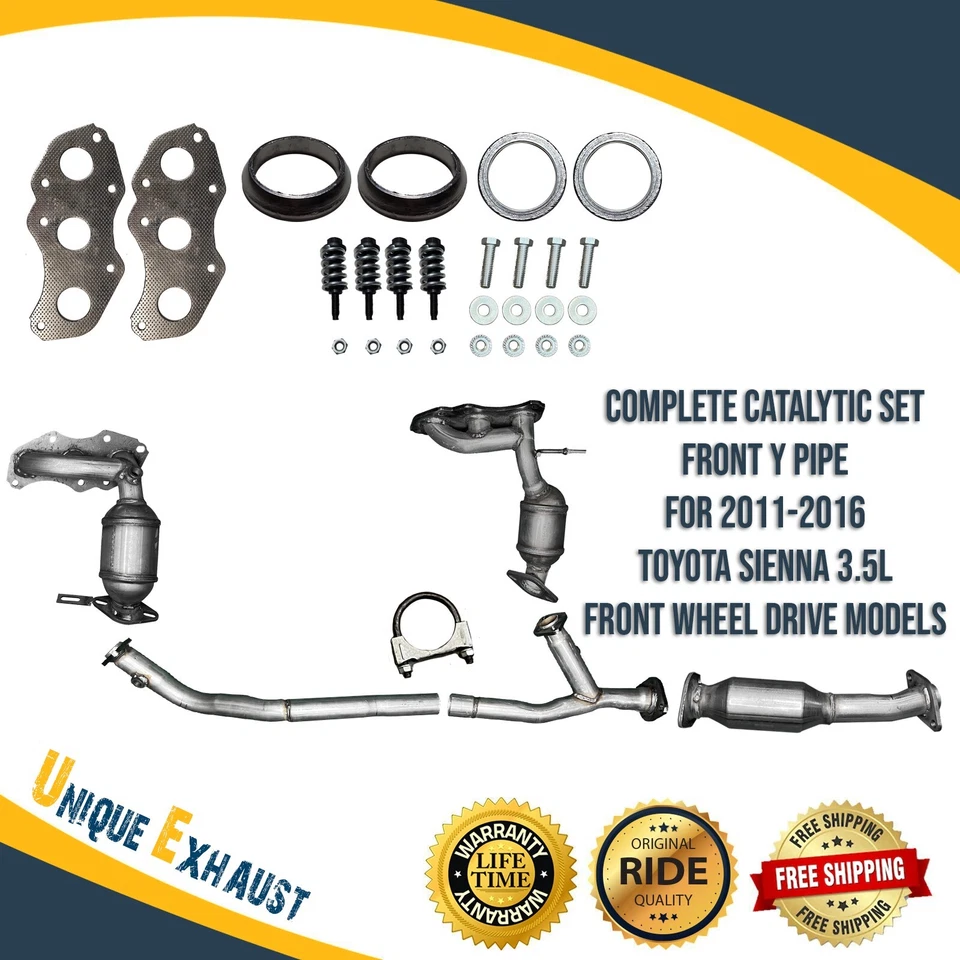 Juego Catalítico Completo + Tubo Y Delantero para Toyota Sienna 2011-2016 3.5L F.W.D. Foto 1 de 4