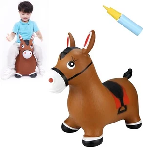 Bouncy Horse Hopper- Brown Inflatable Jumping Horse Ride on Rubber Bouncing - Picture 1 of 4