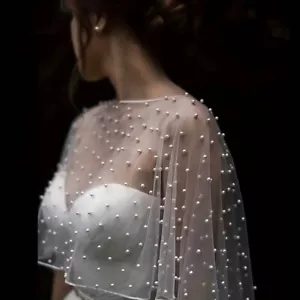 Capa envolvente de perlas transparentes para encubrir boda borde de seda liso moda transparente - Imagen 1 de 13