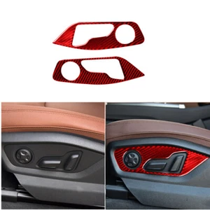 Red For Audi Q7 2016-19 Carbon Fiber Seat Switch Button Panel Trim Cover Sticker - Picture 1 of 17