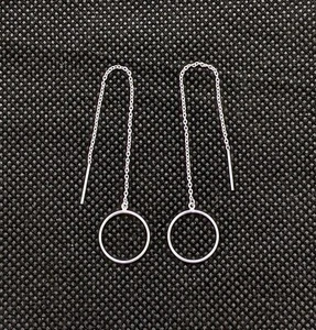 Fine Circle Threader Earrings 925 Sterling Silver Lightweight 1.1g - Picture 1 of 3