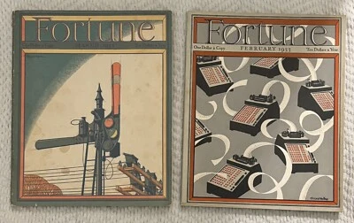 Fortune Magazine Lot of 2 - 1933 - Great Articles, Illustrations and Ads - Image 1 of 4