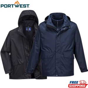 PORTWEST Argo 3-in-1 wasserdichte Jacke winddicht atmungsaktiv Kapuze Wintermantel - Bild 1 von 12