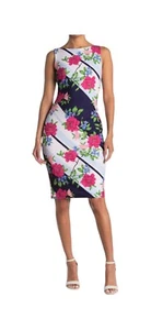 Vince Camuto Womens Multi Color Floral Print Sleeveless Sheath Dress Sz 14 NWT - Picture 1 of 9