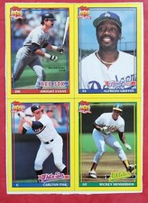 1991 OPC O-PEE-CHEE Baseball Box Bottom Panel E, F, G, H Henderson, Fisk *