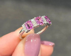 2.Ct Emerald Lab Created Pink Sapphire Beautiful Halo Ring 14K White Gold Plated