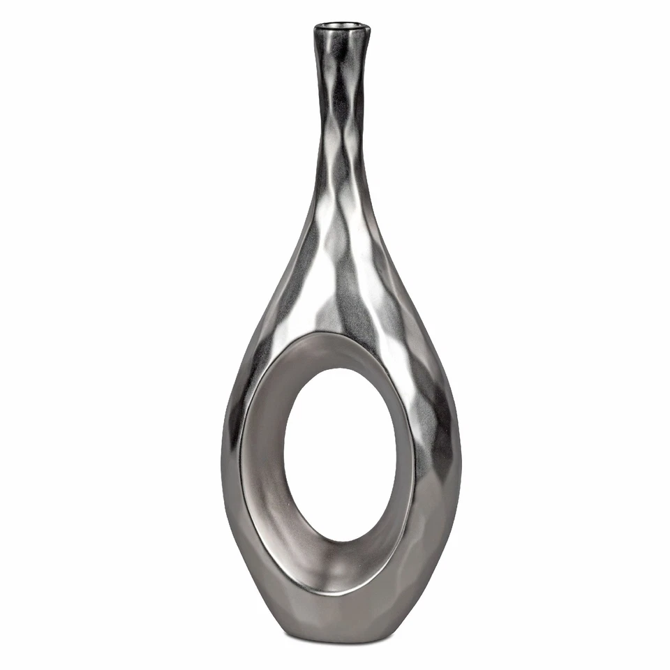 Deko Flaschenvase SAMUNGA oval H. 40cm silber aus Keramik Formano - Bild 1 von 1