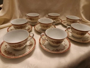 NORITAKE China Nippon Toki Kaisha Cup & Saucer - Set of Two (8)  Cream Red - Picture 1 of 7