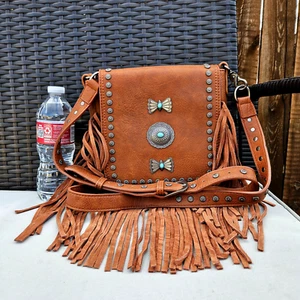 Montana West Fringe Leather Women Western Country Cowgril Crossbody Brown - Picture 1 of 11