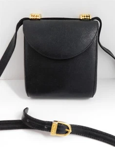 Rodo Italy Vintage Black Leather Flap Crossbody Bag - Picture 1 of 7