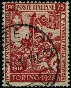 Italien 1928 Briefmarken Gedenkmünze gebraucht Sas 234 CV 5,50 $ 180617082 - Bild 1 von 1