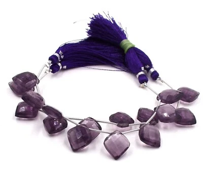 Purple Amethyst Gemstone Fancy Shape 13X15mm Faceted Cut Briolette Loose Beads - Image 1 of 4