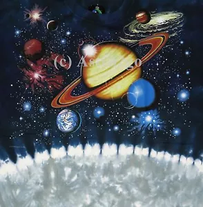 LUNAR HORIZONS-Liquid Blue tie dyed 2-sided Astronomy space T shirt sz 2XL NEW! - Picture 1 of 4