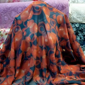 Designers pure mulberry silk chiffon fabric Made in Italy Abstract circle Defect - Picture 1 of 11