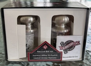 VTG Clear Lucite Chrome Salt Pepper Mills 4" William Bounds The Third Planet - Picture 1 of 10