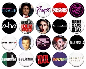 20x 80's Pop Music Groups Bands Artists 25mm / 1 Inch D Pin Button Badges - Picture 1 of 1