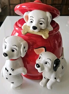 Disney Store 101 Dalmations Cookie Jar Red w/Three Puppies - RARE - Picture 1 of 13