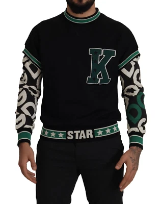 DOLCE & GABBANA Sweater Black Green Cotton KING Star Crewneck Pullover s. XS - Image 1 of 4