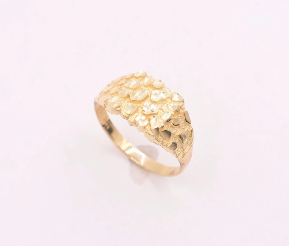 Mens Nugget Square Ring Real Solid 10K Yellow Gold ALL SIZES - Image 1 of 4