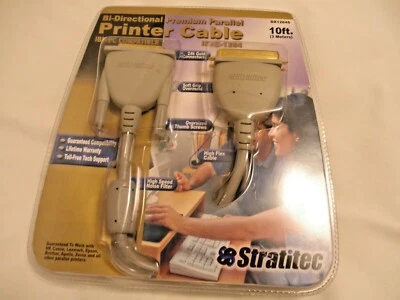 Stratitec Printer Cable, Premium Parallel, Bi-Directional 10FT (3 met) IEEE-1284 - Image 1 of 4