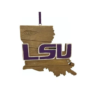 LSU TIGER HOLZSTIL STAATSKARTE ORNAMENT 3,5" - Bild 1 von 1