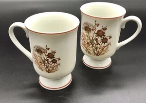 Vtg 2 Coffee Tea Mug Cup Bramble Fanci Florals Collection Footed Made In Japan - Picture 1 of 6