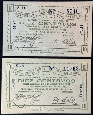 2- UNC 10 Centavos  Tesoreria General Del Estado 1913 - Image 1 of 2