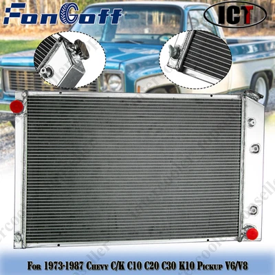 Radiador de aluminio de 3 filas CC716 para camioneta Chevy C/K C10 C20 C30 K10 73-87 V6/V8 Foto 1 de 4