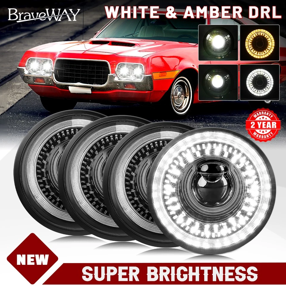 Actualización de faros LED redondos de 5,75" 5-3/4 pulgadas para Ford Galaxie 500 1962-1974 4 piezas Foto 1 de 4