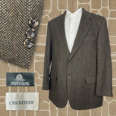 Cricketeer Canada Made Sport Coat Mens 44R Brown Tweed Lambswool Two Buttons - Image 1 of 4