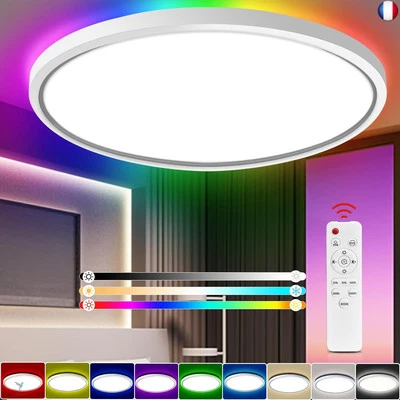 ‎BURNNOVE BURNNOVE Plafonnier LED RGB 24W 3200LM Lampe Plafond 3000-6000K Dimmable 8