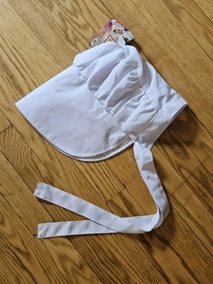 White Bonnet Colonial Pilgrim Quaker Amish Pioneer Hat Handmaid's Tale Offred - Image 1 of 4