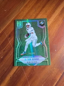2025 Donruss Elite Status Green Holo Devon Achane /499 #44 Miami Dolphins SP - Picture 1 of 3