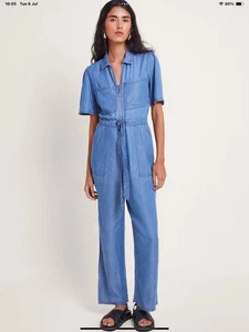 Monsoon Blue Denim Tara Jumpsuit With Pockets Uk14 Looks Unworn B1 - Picture 1 of 14