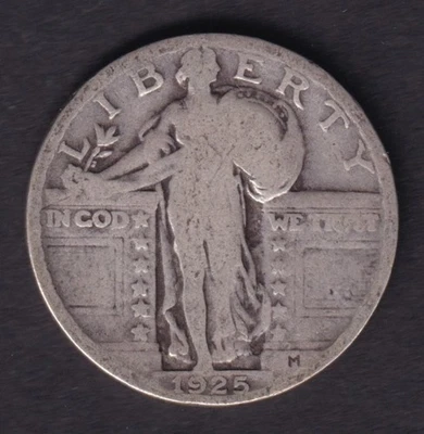 United States 1925 25c Standing Liberty Quarter Dollar Coin .900 Silver - Image 1 of 2