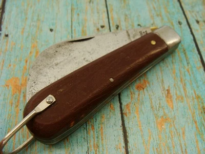 BIG VINTAGE M KLEIN & SONS USA LOCKING HAWKBILL PRUNER POCKET KNIFE KNIVES TOOLS - Image 1 of 4