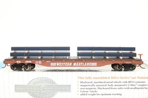 Bachmann Silver Scala HO WM Western Maryland Flat Car con carico in acciaio NOS 18929 - Foto 1 di 8